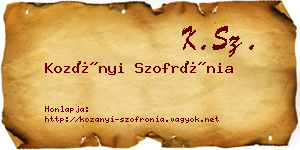 Kozányi Szofrónia névjegykártya