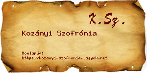 Kozányi Szofrónia névjegykártya